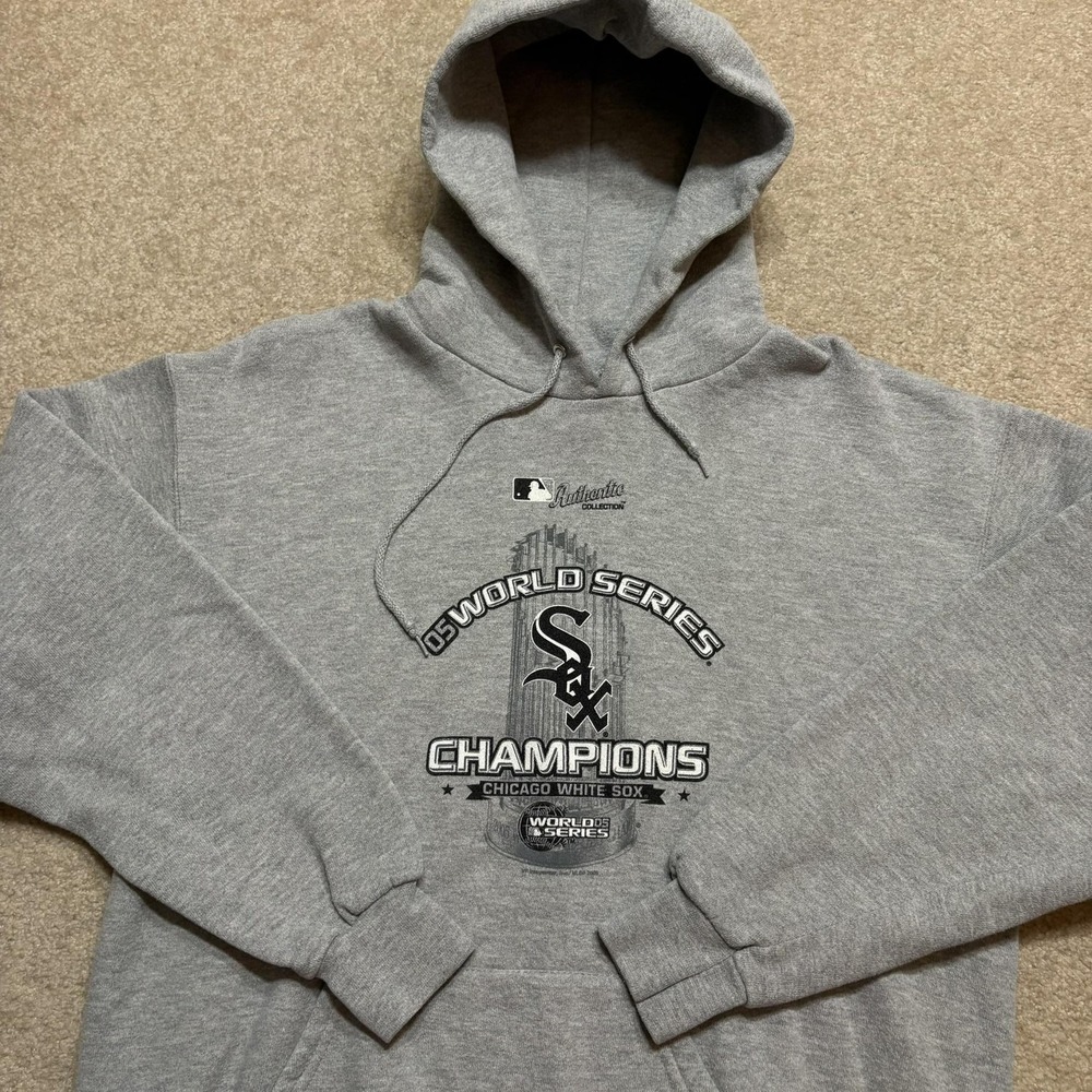 Vtg Chicago White Sox Hoodie Sweatshirt Mens Medium MLB 2005 World Series Champs
